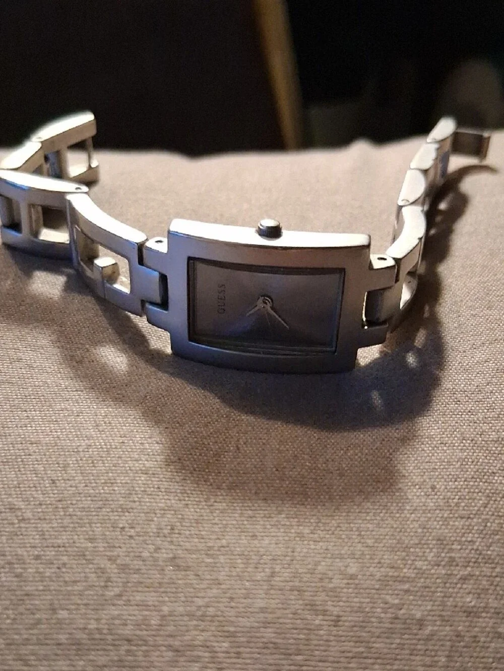 GUESS Silver-Tone Rectangular Link Watch - Picture 4 of 4